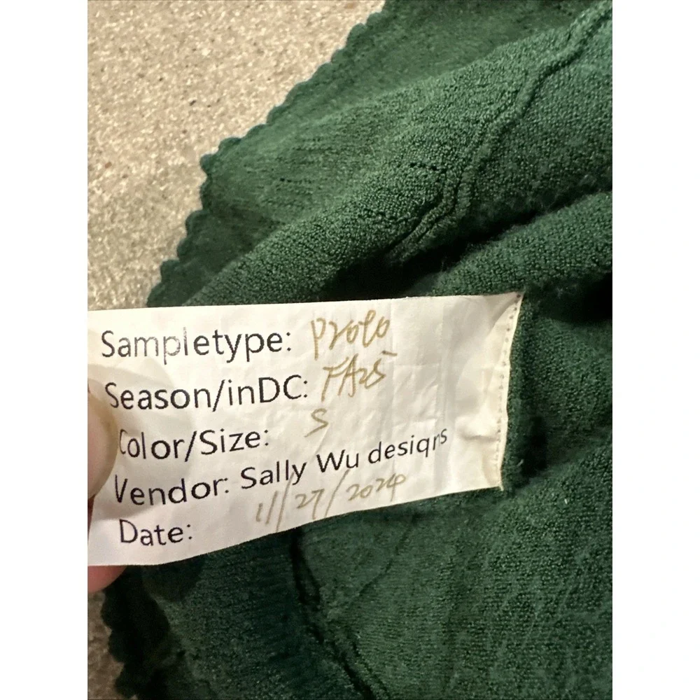 STAUD Dress Green Sz S Marylebone Puff Sleeve Sally Wu Prolo SAMPLE Cozy Sweater - Picture 3 of 13